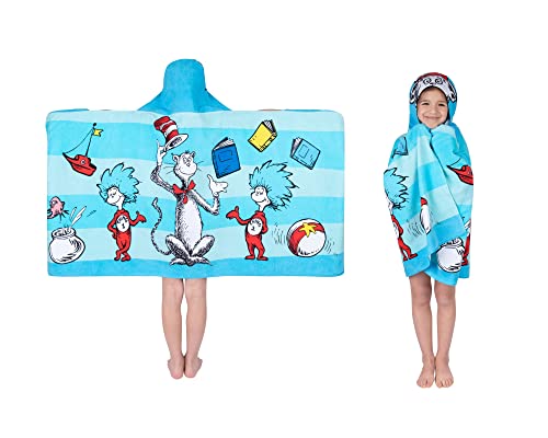Dr. Seuss Cat In The Hat Bath/Pool/Beach Soft Cotton Terry Hooded Towel Wrap 24 in x 50 in By Kids