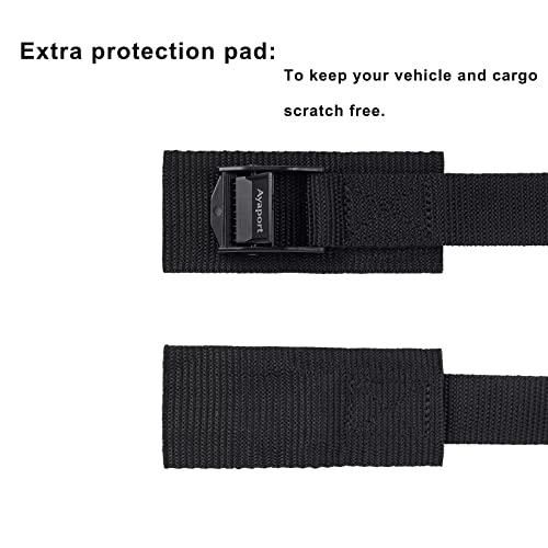 Ayaport Lashing Straps Car Roof Rack Straps Cam Buckle Tie Down Strap for Kayak SUP Canoe Surfboard Packing Black 4 Pack