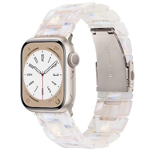 V-MORO Resin Bands Compatible with Apple Watch Series 10/9/8/7 Starlight Buckle Lightweight Fashion Ctue Watch Strap Compatible iwatch Series SE/6/5/4/3/2/1(Aurora 38mm/40mm/41mm/42mm)