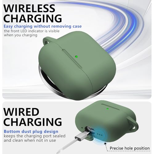 Ljusmicker for AirPods 4 Case Cover 2024 with Cleaner Kit Soft Silicone Protective Case for Apple AirPods 4th Generation Case for Women Men AirPod 4 Case Accessories with Keychain-Sprout Green