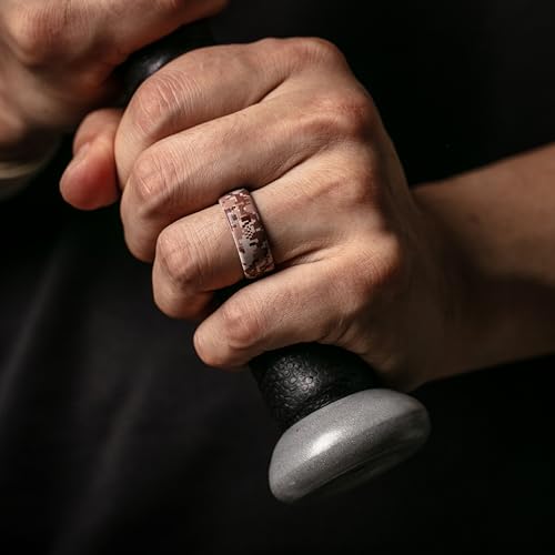 ThunderFit 2 Layer Top Printed Design Silicone Wedding Rings Men - 8mm Width 2mm Thick (Camo 8 - Size 15-15.5 (23.60mm))