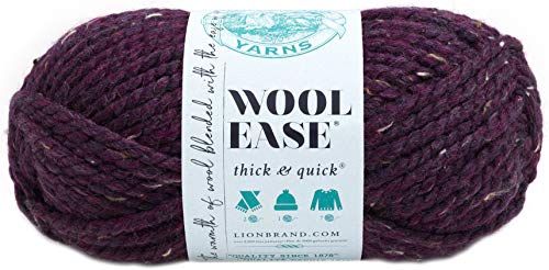 Lion Brand Yarn 640-144 Wool-Ease Thick & Quick Yarn Raisin