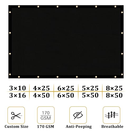 Shade&Beyond 4'x4' Customized Size Privacy Screen Fence Black 150 GSM Fencing Mesh Shade Net Cover for Wall Garden Yard Backyard Indoor Outdoor Home Decoration Black BMCMFR0400400FR038