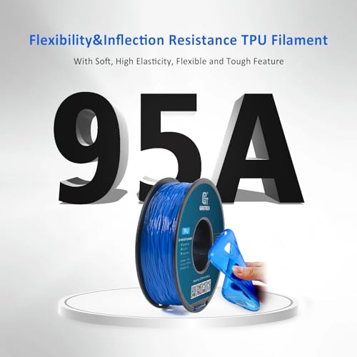 Geeetech TPU Filament 1.75mm 95A Soft Flexible Consumables for 3D Printer Dimensional Accuracy +/- 0.03 mm 1KG (2.2lbs) Spool Blue
