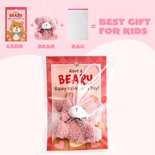 JOYIN 28 Pack Valentine's Day Mini Plush Animals Toys with Greeting Cards Small Animal Keychains for Kids Valentine's Classroom Gift Exchange Valentines Party Favor and Valentines Day Gifts