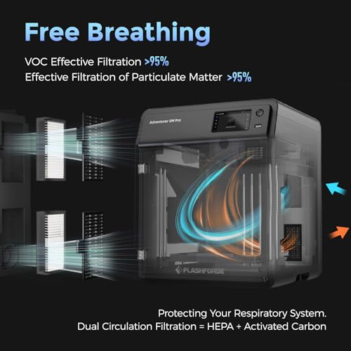 FLASHFORGE Adventurer 5M Pro 3D Printer 600mm/s High-Speed FDM 3D Printer Auto Leveling with 280°C Quick Detachable Nozzle Core XY Structure Dual Filtration System Print Size 220x220x220mm