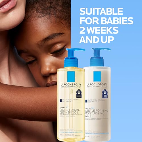 La Roche-Posay Lipikar Skin Care Set Triple Repair Moisturizing Cream & Foaming Cleansing Oil Body Lotion & Cleanser Formulated with Shea Butter Long Lasitng Hydration Fragrance Free