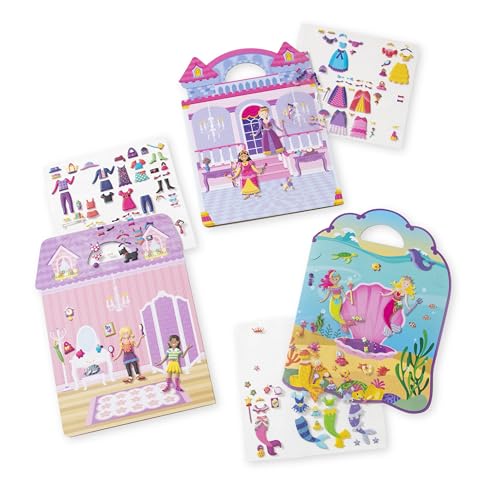 Melissa & Doug Puffy Sticker Activity Books Set: Dress-Up Princess Mermaid - 208 Reusable Stickers
