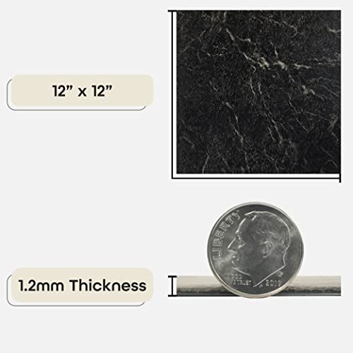Achim Home Furnishings FTVMA40920 Nexus Vinyl Tile Marble Black with White Vein 20 Count(Pack of 1) 12 inch x 12 inch & Roberts 2057-0 Vinyl Adhesive 1 Quart Creamy Tan