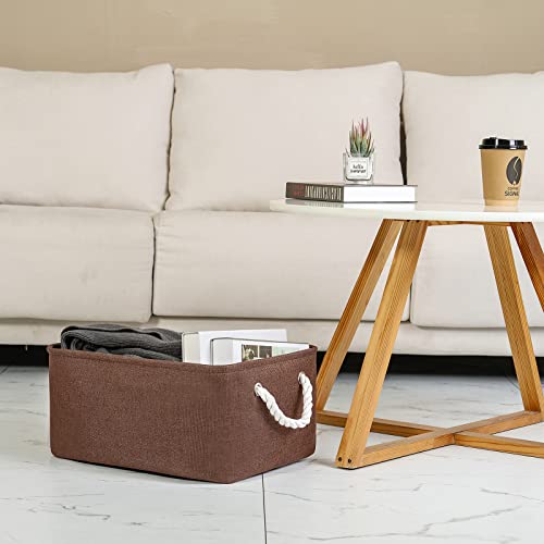 TheWarmHome Storage Basket Fabric Storage Bin Shelf Basket Dog Toy Storage Basket Baby Storage Basket Canvas Storage Basket for Home Shelf Closet(Brown-1 Pack 13.8L×9.8W×6.7H)