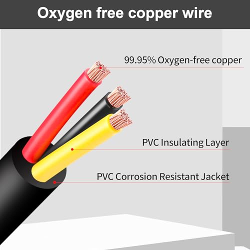 14 Gauge Wire 3 Conductor 14 AWG Electrical Wire Stranded PVC Cord Oxygen-Free Copper Cable 200FT 3 Core Pure Copper Flexible Cable Wire for LED Lamp Lighting Strips Automotive (14AWG-3C 200FT)…