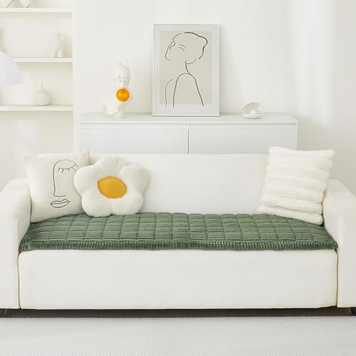 Awjcsv Couch Cover for Dogs Washable Fuzzy Pet Couch Covers for Sofa Couch Covers for 3 Cushion Couch Sofa Pet Friendly Non Slip Sofa Cover (Green 27.6\" x 82.7\")