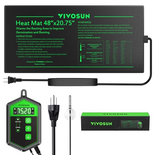 VIVOSUN 48\"x20.75\" Seedling Heat Mat and Digital Thermostat Combo Set