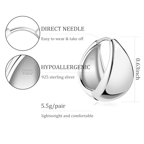 Ritach 925 Sterling Silver Small Huggie Hoop Earrings for Women Trendy 14K Gold Plated Chain Hoop Flower Dangle Drop Earrings