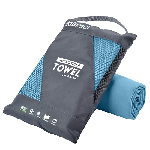 Microfiber Towel Perfect Travel & Sports &Beach Towel. Fast Drying - Super Absorbent - Ultra Compact. Suitable for Camping Backpacking Gym Beach Swimming Yoga Marine Blue 24 X 48 Inches