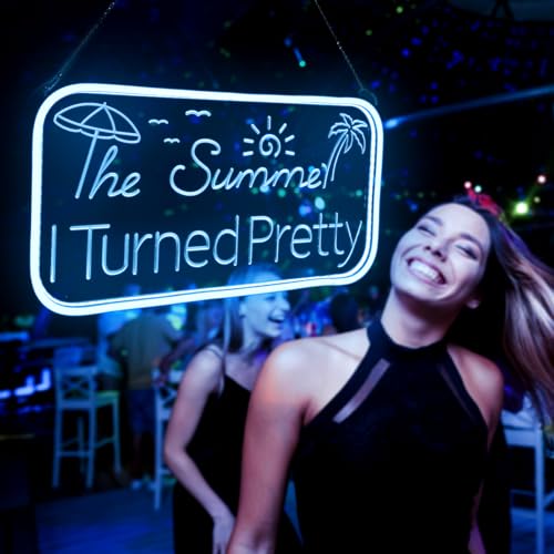 The Summer I Turned Pretty Neon Signs for Room Wall Decor Personalized Neon Signs for Girls Bedroom Bar Cafe Decoration Adjustable Dimming Neon Light Sign Girlfriend's Birthday Gift