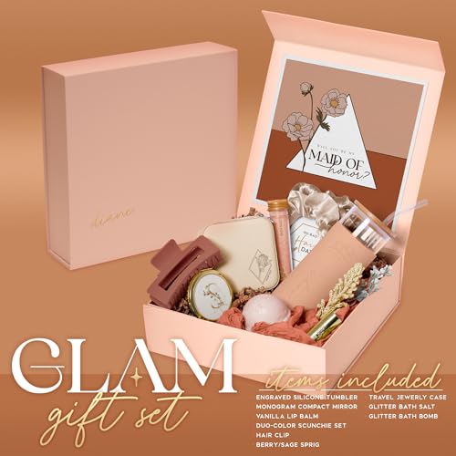 Bridesmaid Proposal Gift Set for Elegant Will You Be My Bridesmaid Gift Box Maid of Honor Proposal Gift and Floral Bridal Party Gifts (BE1) (Terracotta 3) Glam)