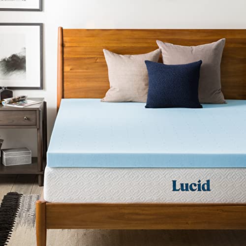 LUCID 3 Inch Gel Memory Foam Mattress Topper for Comfort