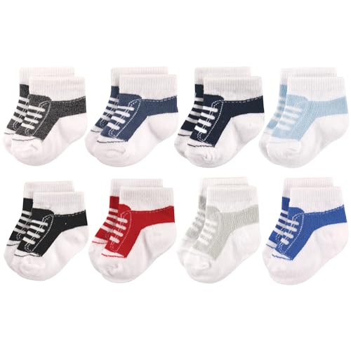 Hudson Baby Boys Cotton Rich Newborn And Terry Casual Socks Sneaker Black Blue 0-6 Months US