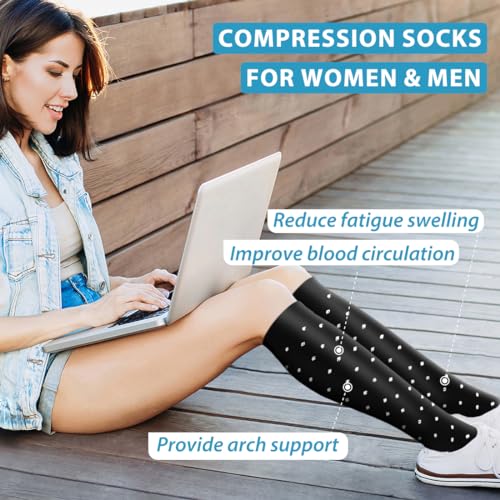 BLUEENJOY Copper Compression Socks for Women & Men (6 pairs) - Best Support for Nurses Running Hiking Recovery