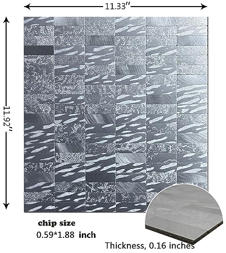 XUANINY Peel and Stick Tile Backsplash Self- Adhesive Wall Tiles Aluminum Mosaic Sticker for Kitchen (11.33Inchx11.92Inch Per Sheet Pack of 10 pcs) (Silver 10) XY-1548