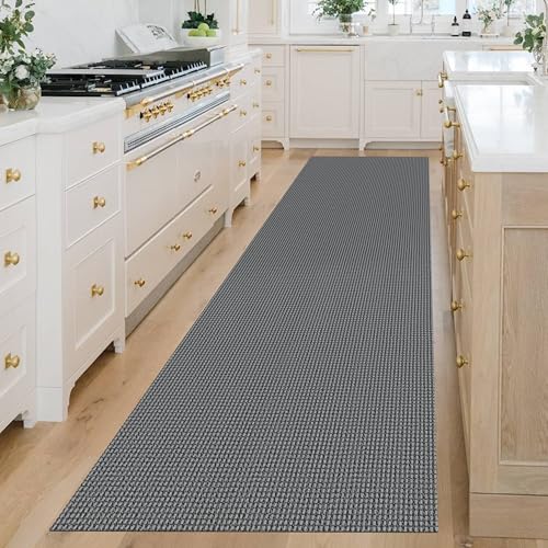 KOZYFLY Boho Runners for Hallways 3x14 ft Washable Long Hall Carpet Runner Rubber Backed Kitchen Rug Dark Grey Cotton Entryway Runner Indoor Floor Carpet for Stair Entryway