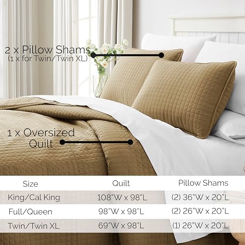 Taupe King Quilt Set with 2 Shams