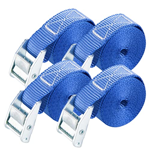 Cartman 1\" x 12' Lashing Straps Cargo Tie-Down Strap Up to 600lbs 4pk in Carry Bag Blue