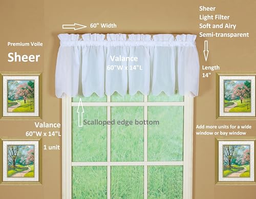 White Voile Valance 60"W x 14"L