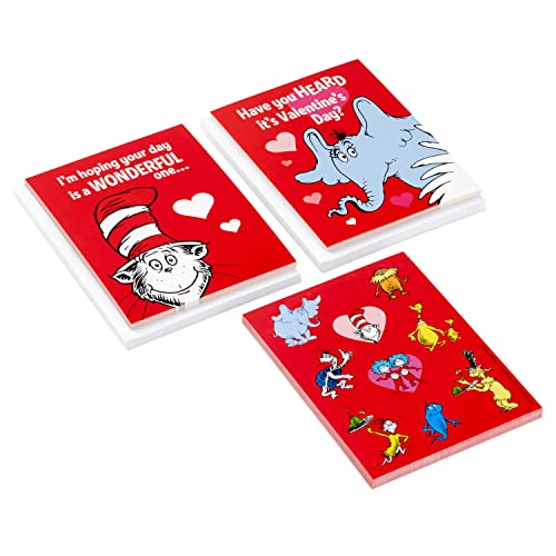 Hallmark Dr. Seuss Valentines Day Cards Assortment Cat in the Hat and Horton (24 Valentine Cards 24 Sticker Sheets and Envelopes)
