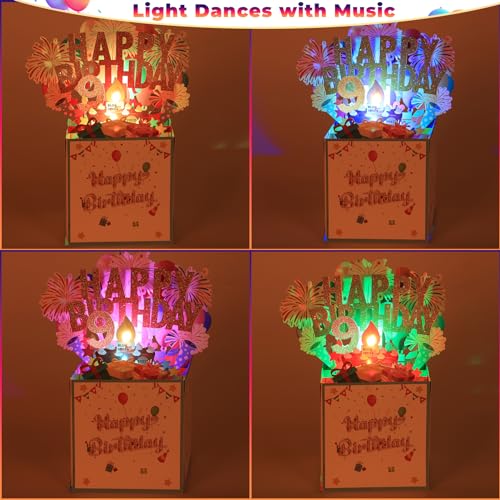 Tnvee 9TH Birthday Cards with Lights Music 3D Pop Up Singing Happy Birthday Greeting Cards Gifts Ideal for 9 Year Old Kids Boy Girl