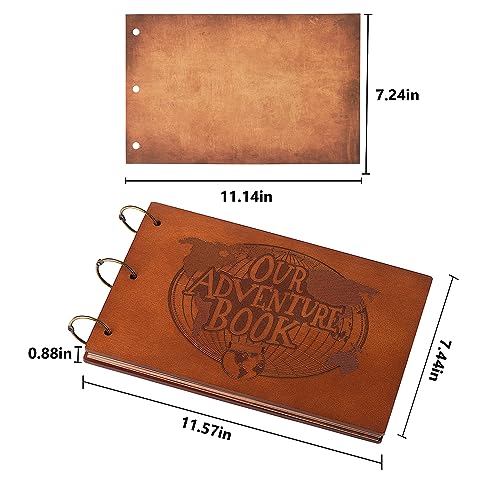 Our Adventure Book 3D Wooden Cover Scrapbook - 11.92 x 7.62\" Timeless Memory Journal for Unforgettable Adventures & Precious Moments - Ideal for Anniversaries Travel & Couple Gifts (Adventure Book)