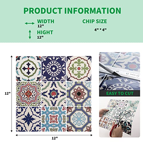 LONGKING Peel and Stick Backsplash Tile Stickers Pistachio and Blue Tile for Kitchen Stick on Wall Tiles (10 Sheets)