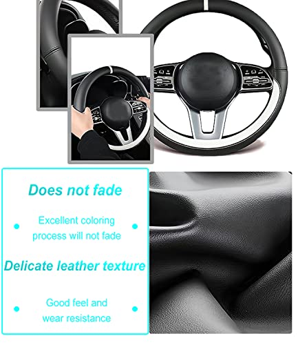 Sawuaa Custom fit for Alfa Romeo Car Steering Wheel Cover Nappa Leather Cover Non-Slip Designed Interior Accessories (Red)