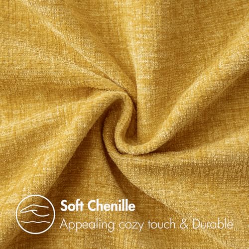 MIULEE Pack of 2 Mustard Yellow Throw Pillow Covers 18x18 Inch Soft Chenille Pillow Covers for Sofa Living Room Couch Solid Dyed Cases