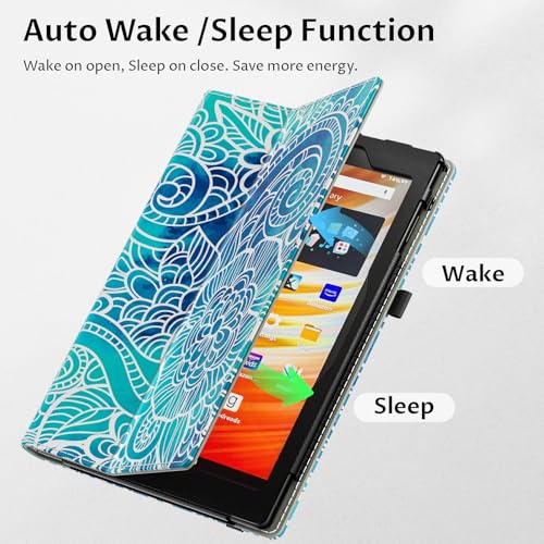 VORI Case for All-New Amazon Kindle Fire HD 10 Tablet (13th/11th Generation 2023/2021 Release) and Fire HD 10 Plus - Slim Folding Stand Folio Cover with Auto Wake/Sleep & Hand Strap Abstract Floral