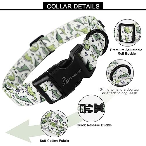 ARING PET Dinosaur Dog Collar-Cute Dog Collar for Small Dogs Adjustable Comfortable Cotton Boy Dog Collars for Small Medium Large Dogs Small