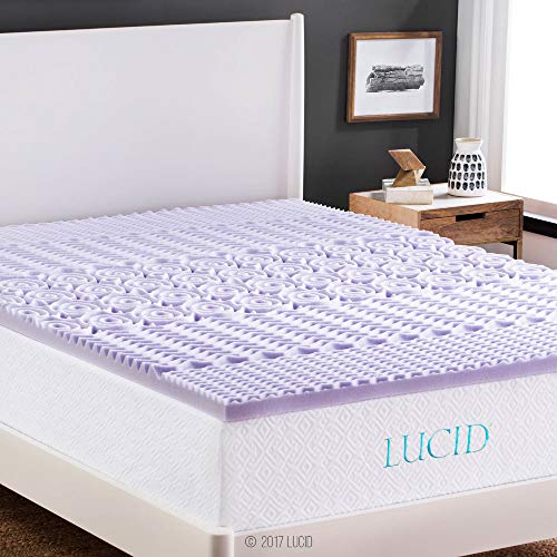 LUCID 2 Inch 5 Zone Mattress Topper for Queen Mattress