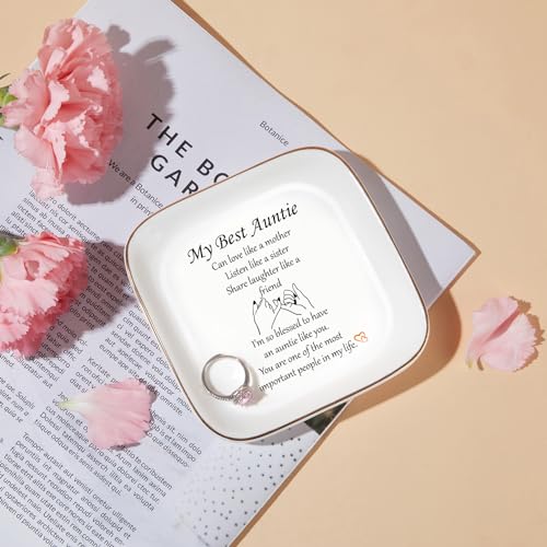 PUDDING CABIN Aunt Gifts Aunt Gifts from Niece Nephew Jewelry Dish Gifts for Aunt mothers day Auntie Gifts - Aunt Birthday Gift Aunt Christmas Gifts Present Gifts for New Aunt To Be Aunt