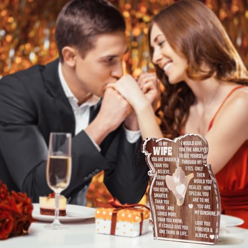 Gifts for Wife | Romantic Gift \"To My Wife\" Plaque | Birthday Happy Anniversary Valentines Day Christmas Gifts for Her Heartfelt Acrylic Plaque