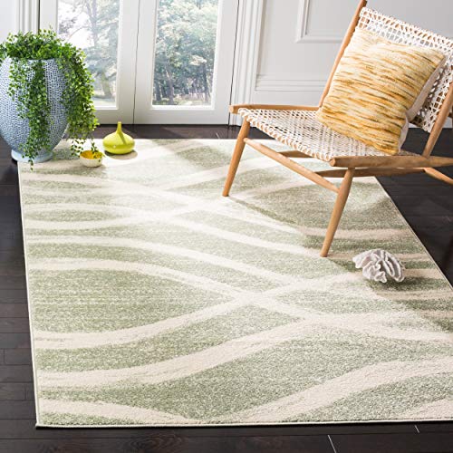 Safavieh Adirondack Collection 9' x 12' Sage/Cream ADR125X Modern Wave Distressed Non-Shedding Living Room Bedroom Dining Home Office Area Rug