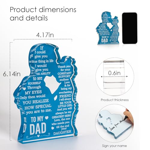 Cool Gifts for Dad from Daughter Christmas Gifts for Dad Birthday Present Ideas for Father Daddy New Dad Bonus Dad Stepdad Best Dad Ever Gifts Father's Day Gifts Dad Desk Decor Acrylic Plaque Sign