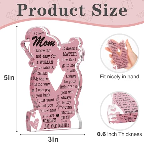 Mom Gifts from Daughter Christmas Gift for Mom Mom Birthday Ideas Gift Cool Mother's Day Gifts from Daughter Best Mom Ever Gifts New Mom Single Mom Christmas 2024 Acrylic Plaque Sign 5x3in